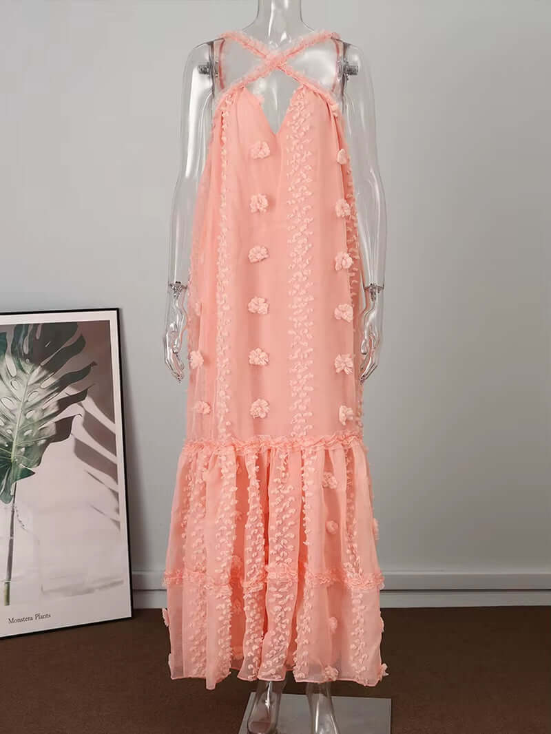 Sleeveless Halter Maxi Summer Dress