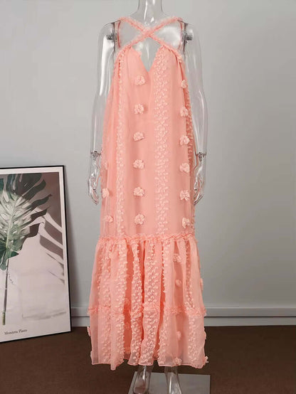 Sleeveless Halter Maxi Summer Dress
