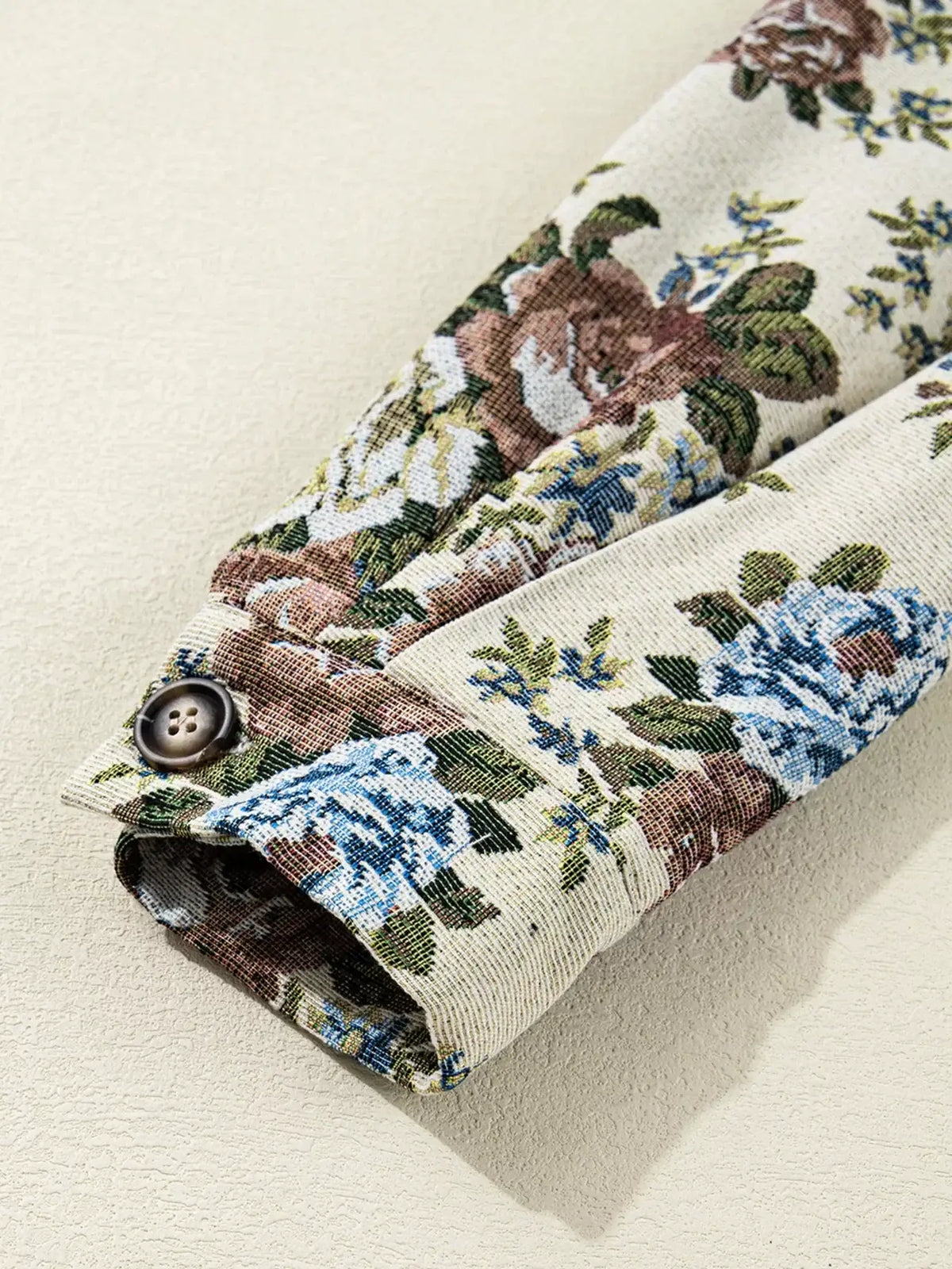 Floral Print Contrast Collar Zip-Up Jacket