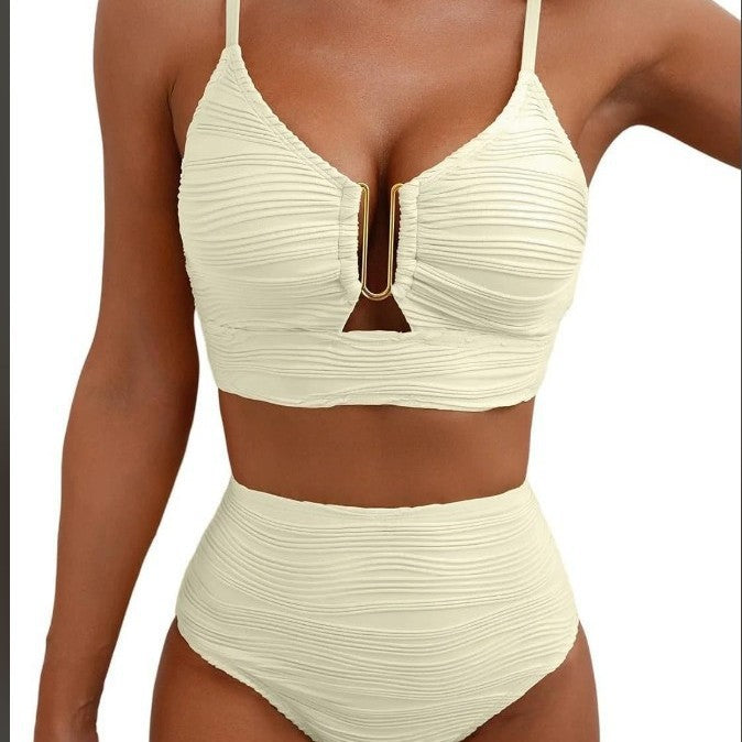 Solid Color Ruched Swimsuit