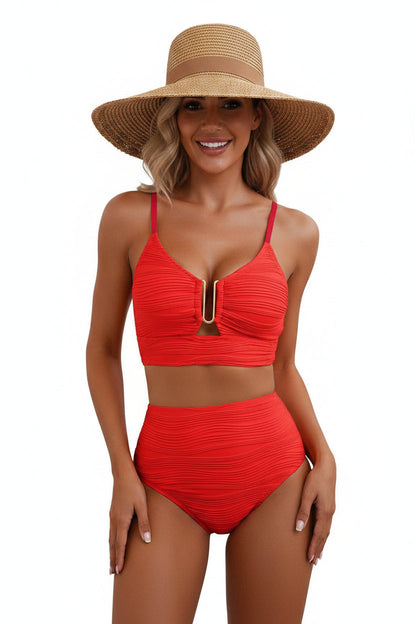Solid Color Ruched Swimsuit