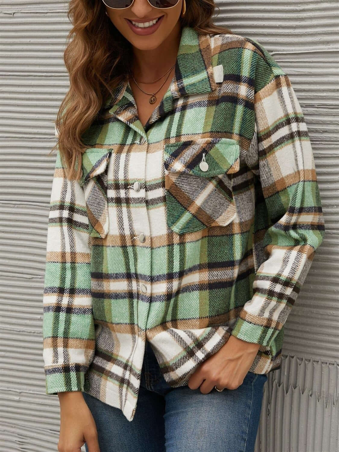 Women’s Cozy Plaid Button-Up Jacket