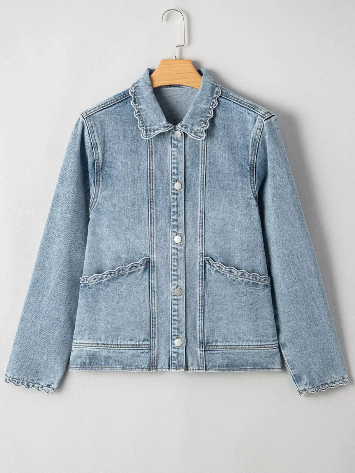 Scallop Trim Pocket Denim Jacket