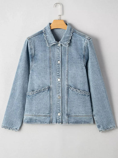 Scallop Trim Pocket Denim Jacket