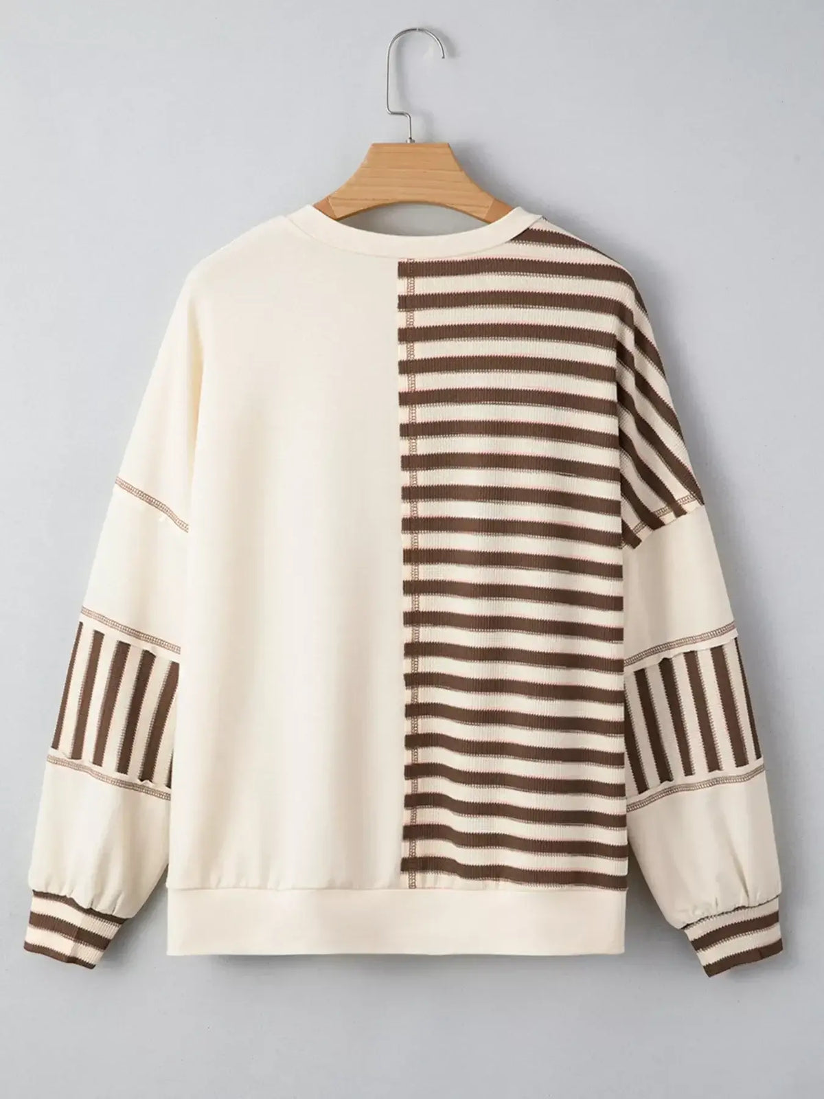 Stripe Color Block Patchwork Oversized Top