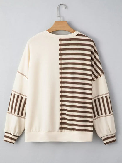 Stripe Color Block Patchwork Oversized Top