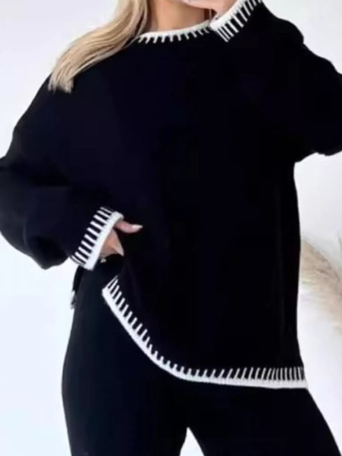 Contrast Trim Knit Two-Piece Set