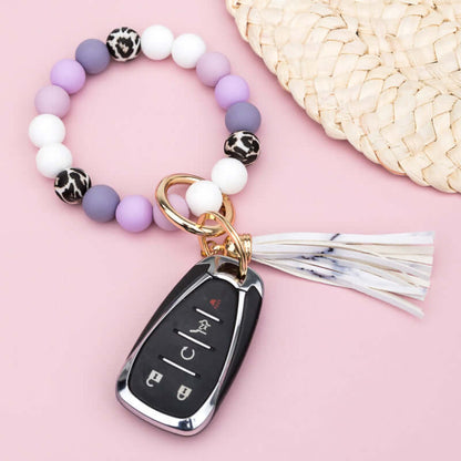 Silicone Monochromatic Key Ring Bracelet
