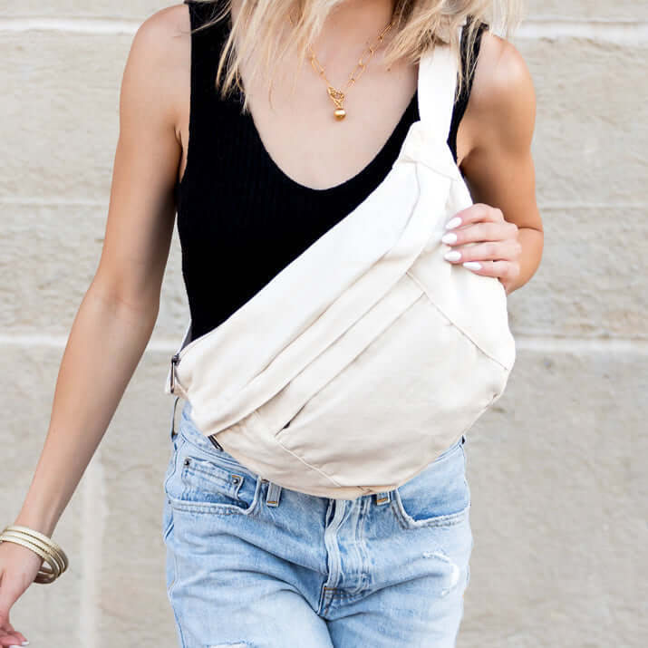London Oversized Canvas Crescent Sling Bag