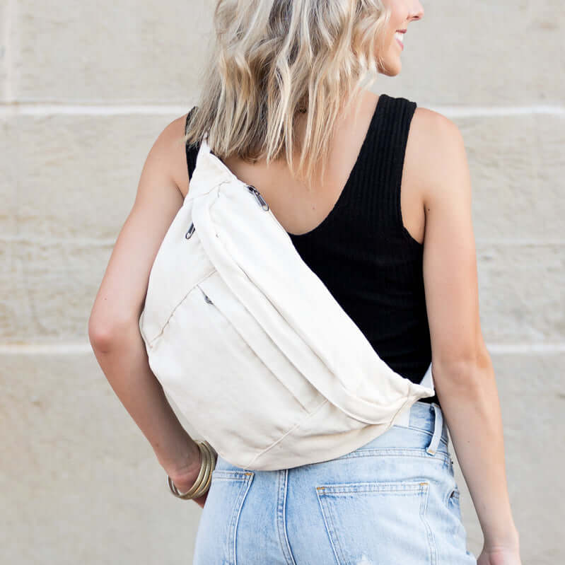 London Oversized Canvas Crescent Sling Bag