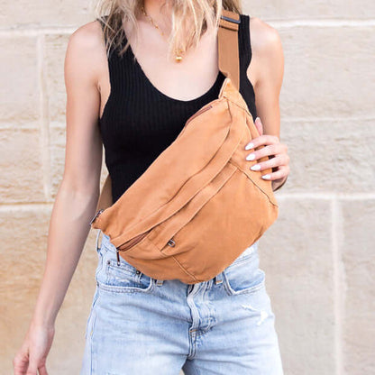 London Oversized Canvas Crescent Sling Bag