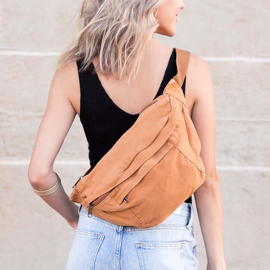 London Oversized Canvas Crescent Sling Bag