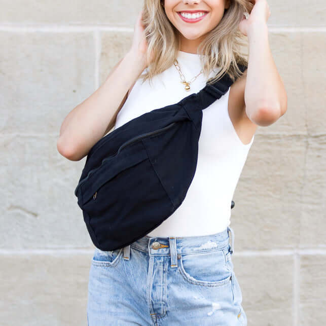 London Oversized Canvas Crescent Sling Bag