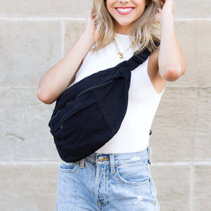 London Oversized Canvas Crescent Sling Bag