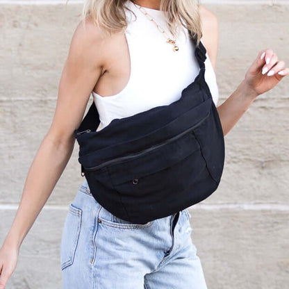 London Oversized Canvas Crescent Sling Bag