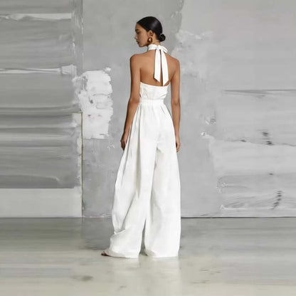 Women's Belted Pleated Jumpsuit