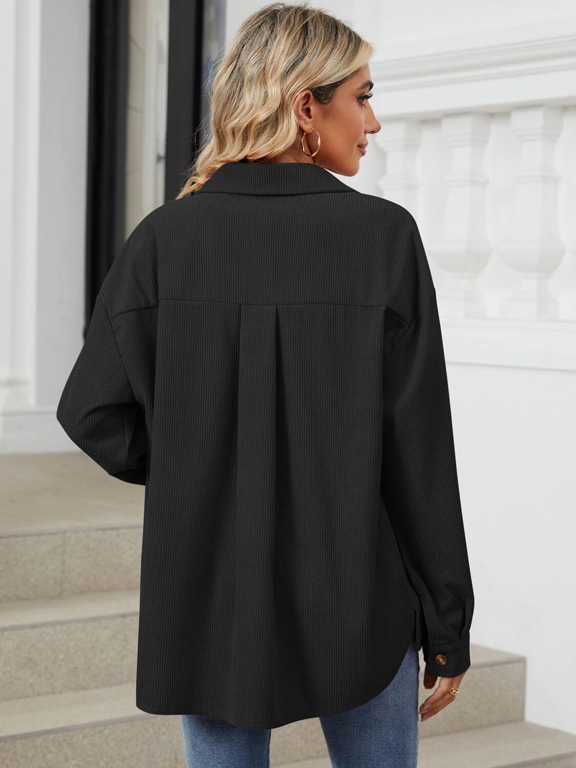 Button-Up Dropped-Shoulder Outerwear