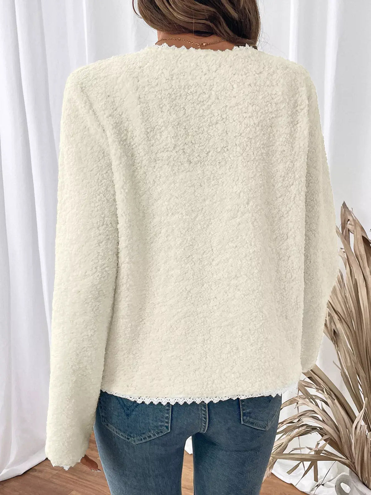 Lace Detail Button-Up Outerwear