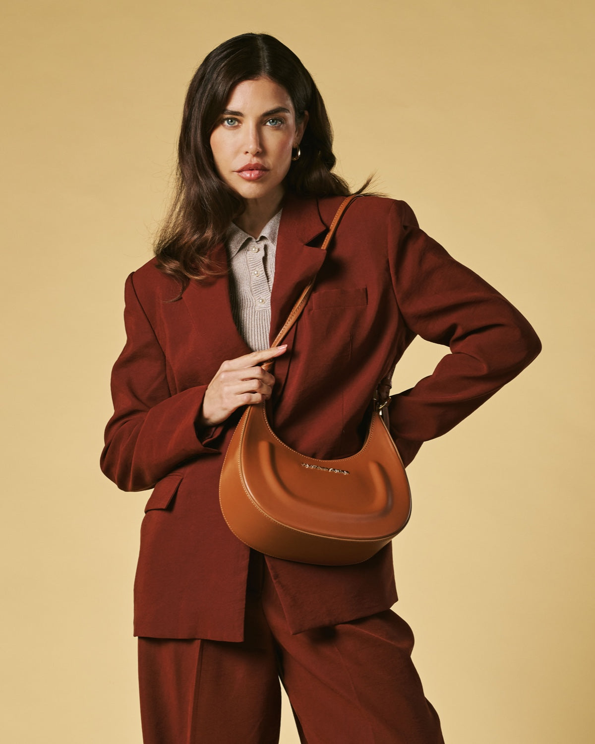 Ornella Italian Leather Crescent Bag
