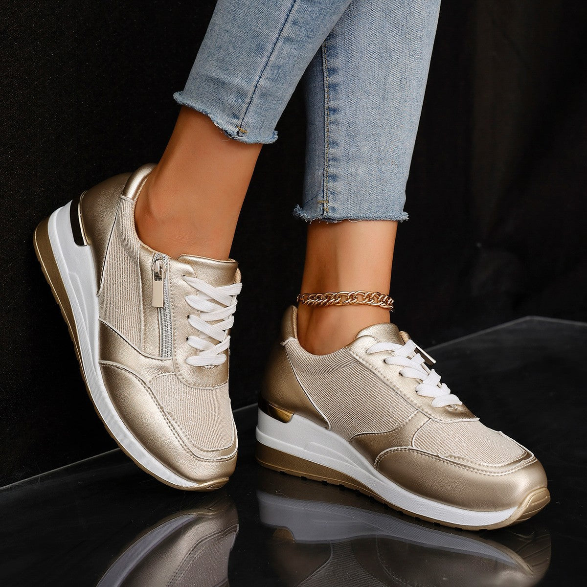 Women’s Lace-Up Side-Zip Sneakers