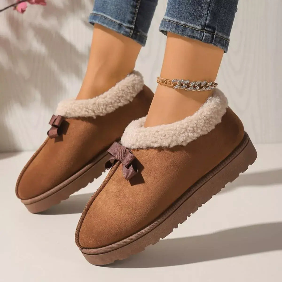 Suede Fluff-Lined Flat Shoes