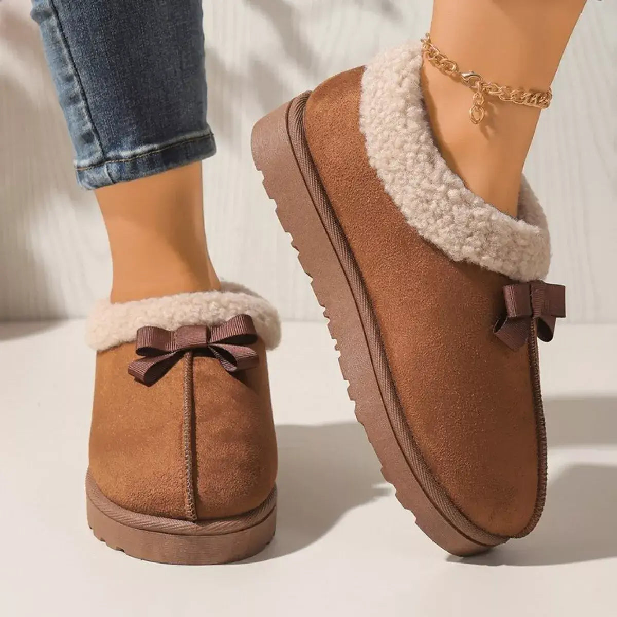 Suede Fluff-Lined Flat Shoes