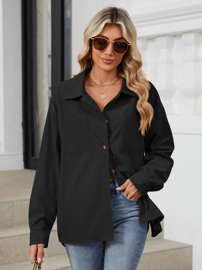 Button-Up Dropped-Shoulder Outerwear