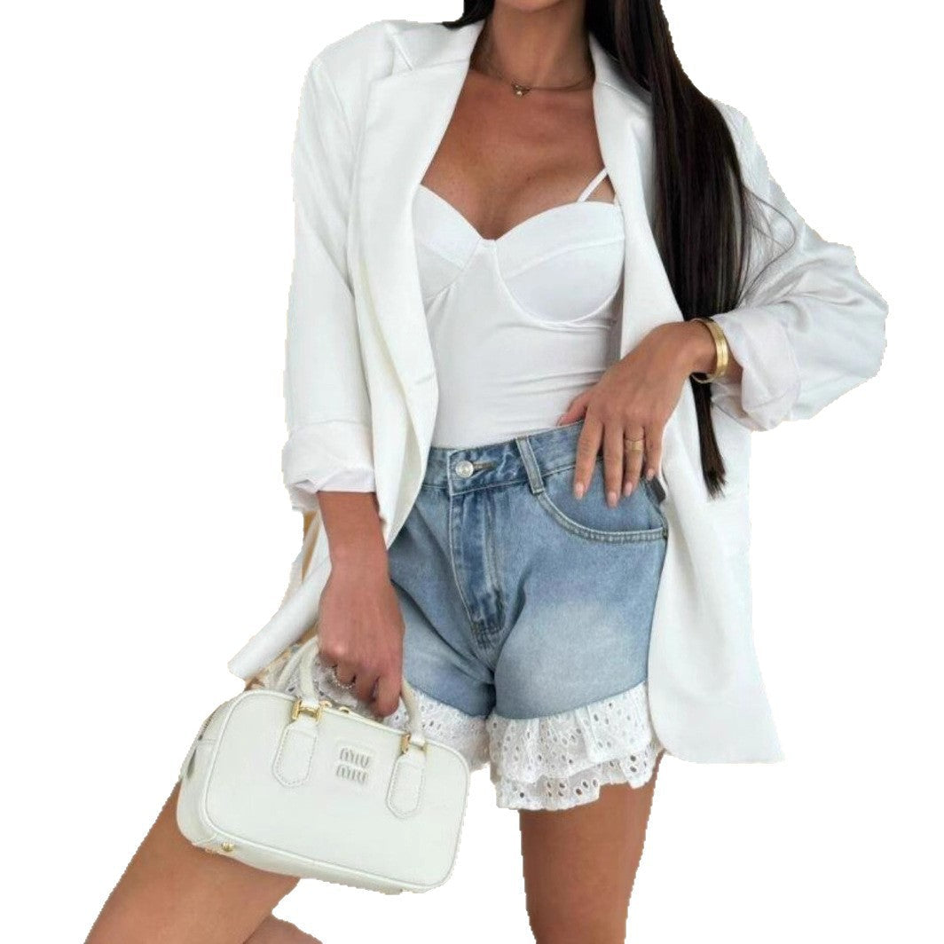 Women’s Lace Detail Denim Shorts