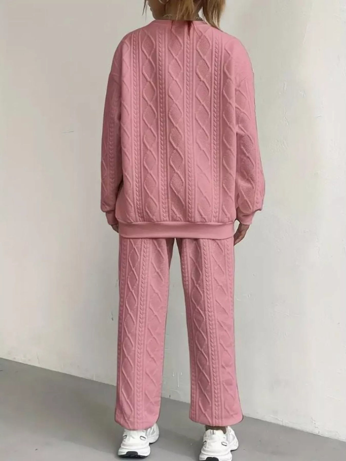 Textured Round Neck Two-Piece Set