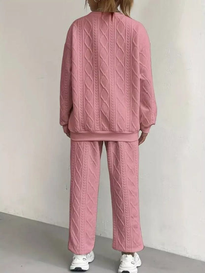 Textured Round Neck Two-Piece Set