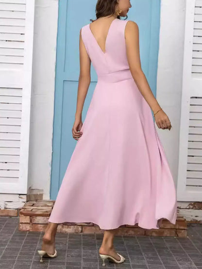 Full-Size Slit V-Neck Sleeveless Dress