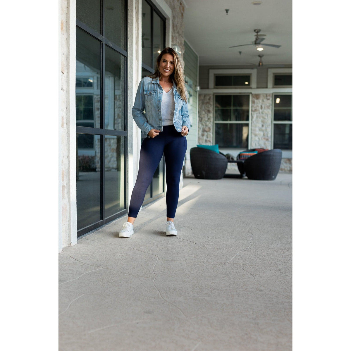 Nyla Navy Full-Length Leggings