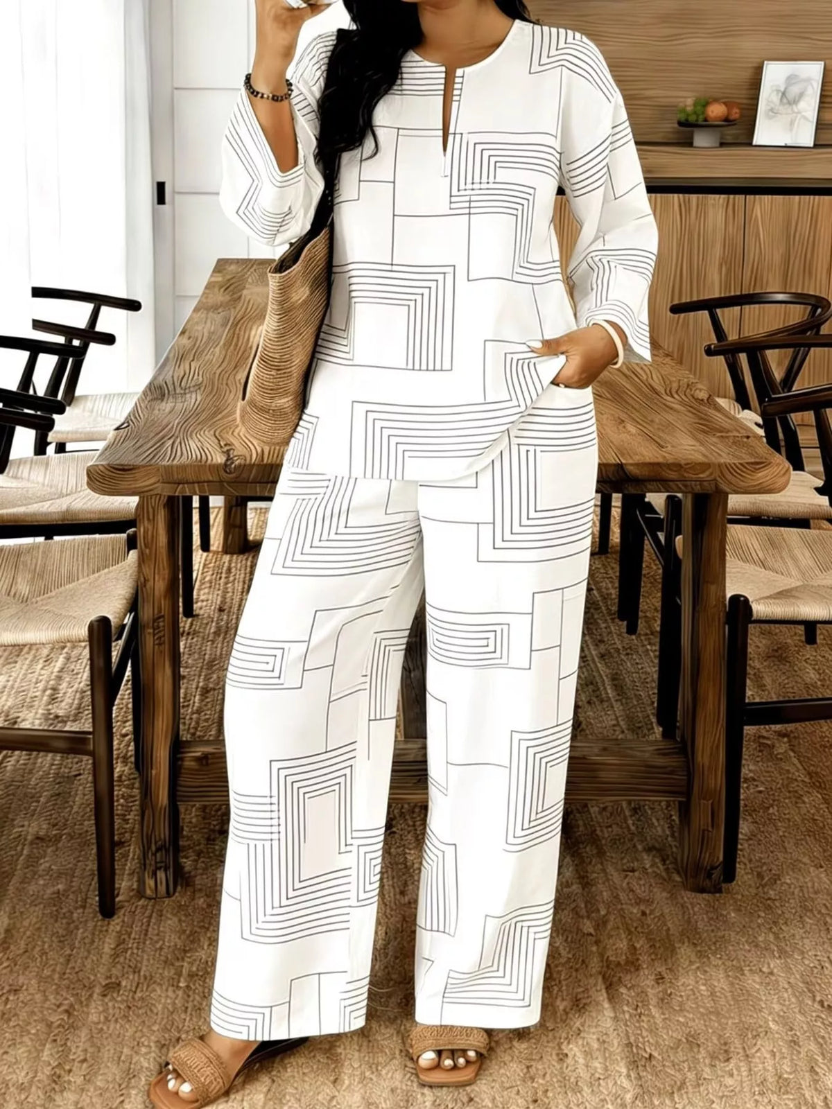Geometric Print Two-Piece Set