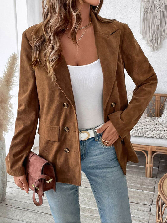 Perfee Pocket Flap Lapel Outerwear