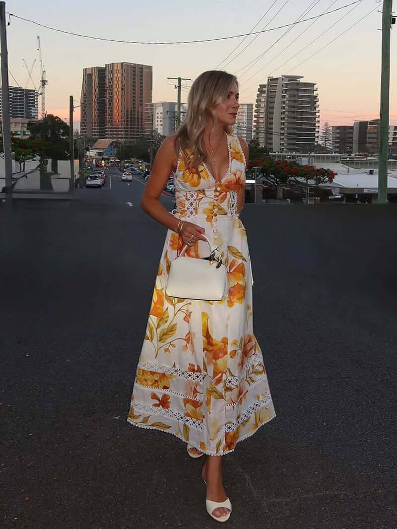 Summer Backless Print Dress for Women