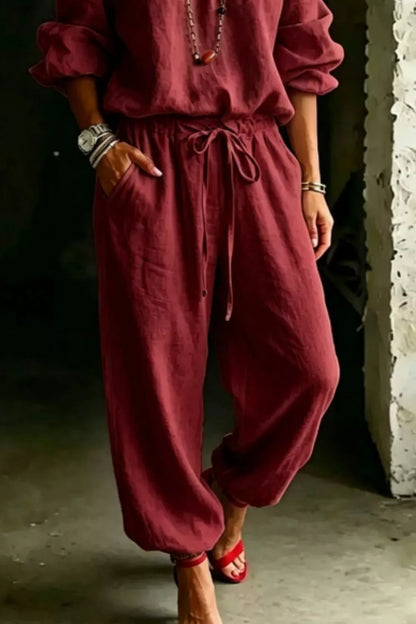 Plus Size Off-Shoulder Two-Piece Set