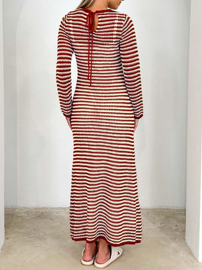 Tied Striped Sweater Dress