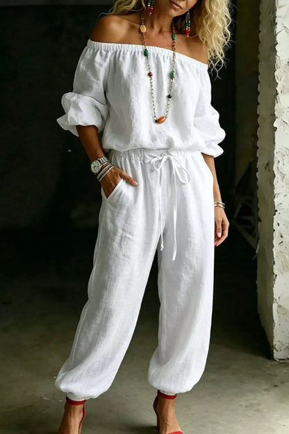 Plus Size Off-Shoulder Two-Piece Set