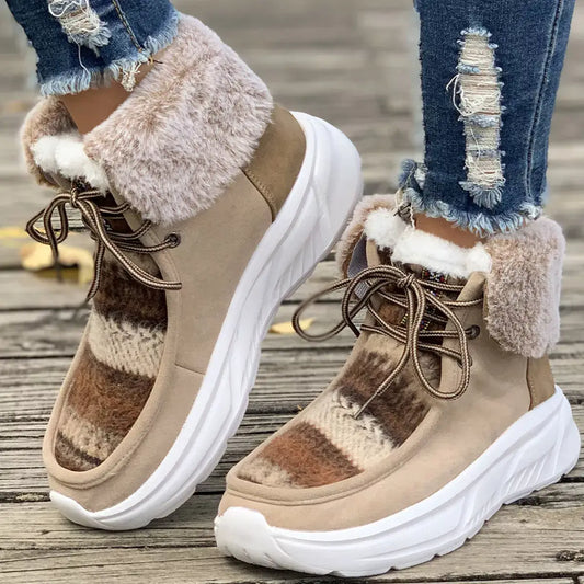 fur lined ankle boots with plush interior and durable sole, perfect for stylish comfort in cool weather.
