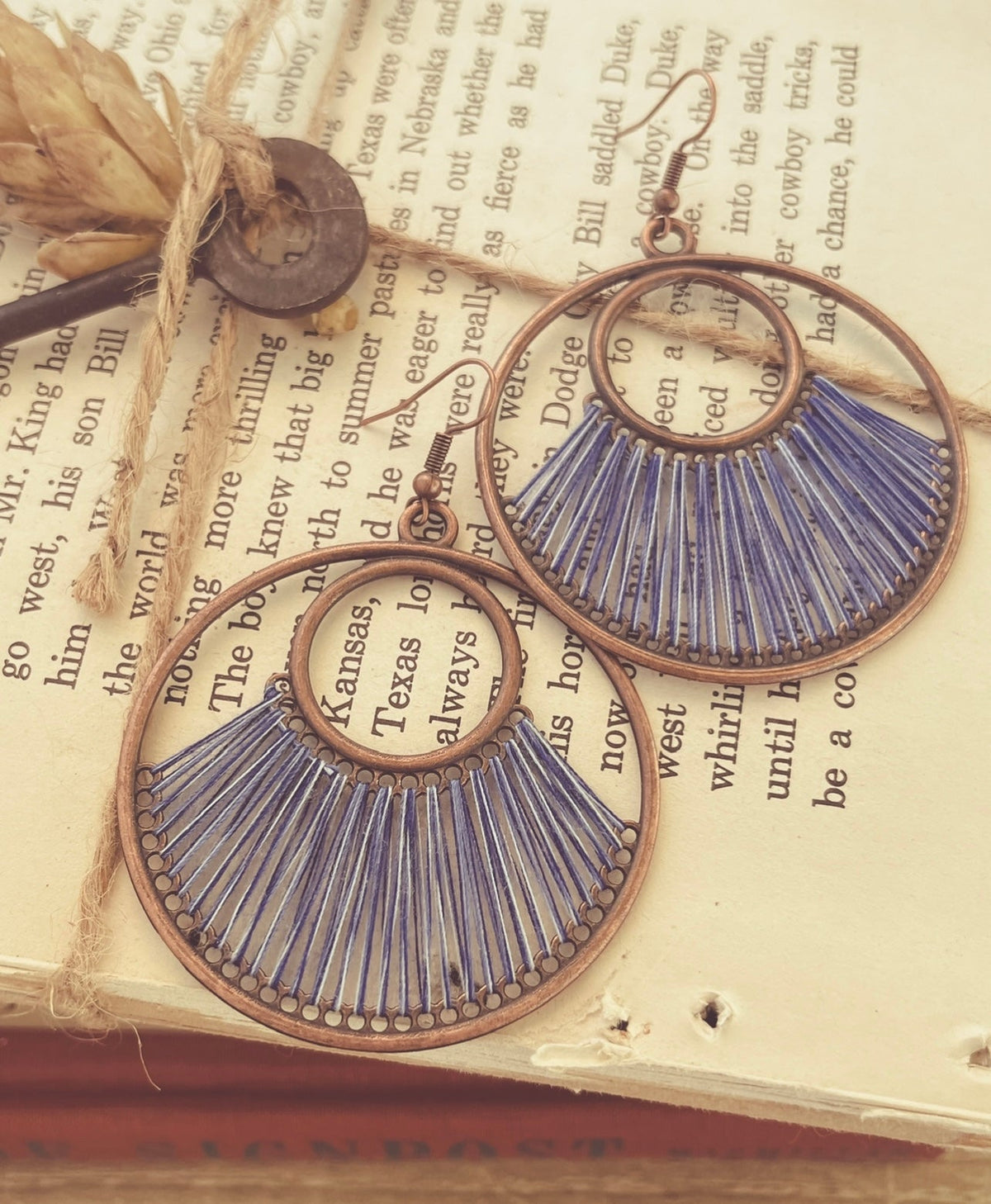 Artistic Blue String Earrings