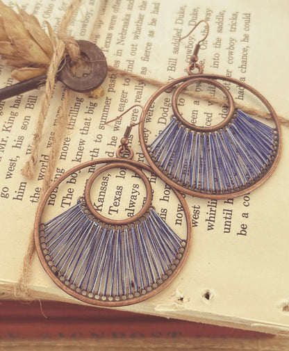 Artistic Blue String Earrings
