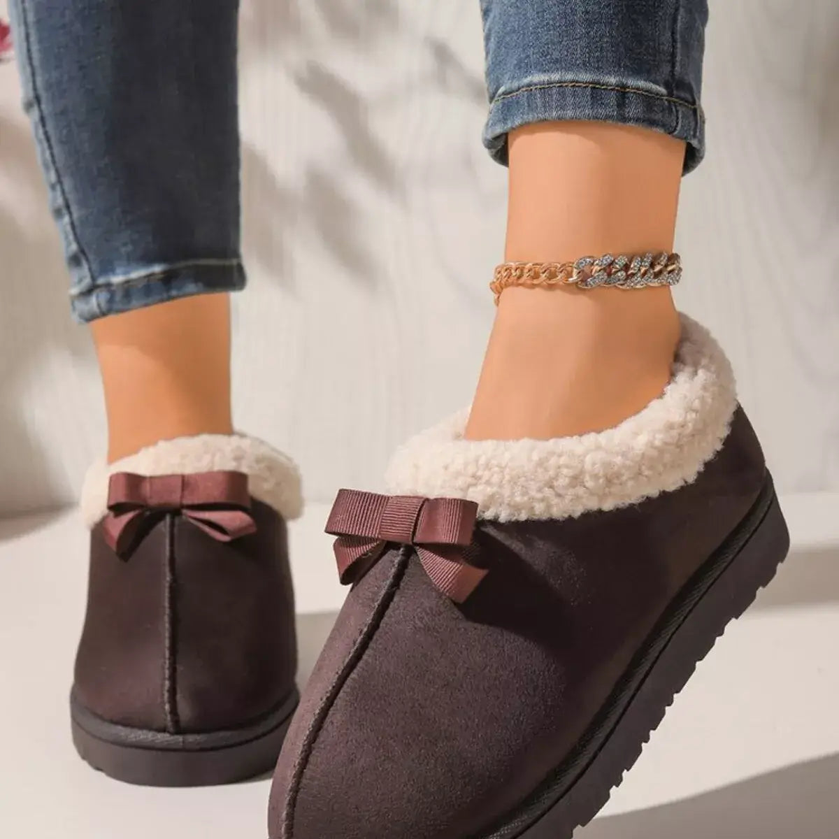 Suede Fluff-Lined Flat Shoes
