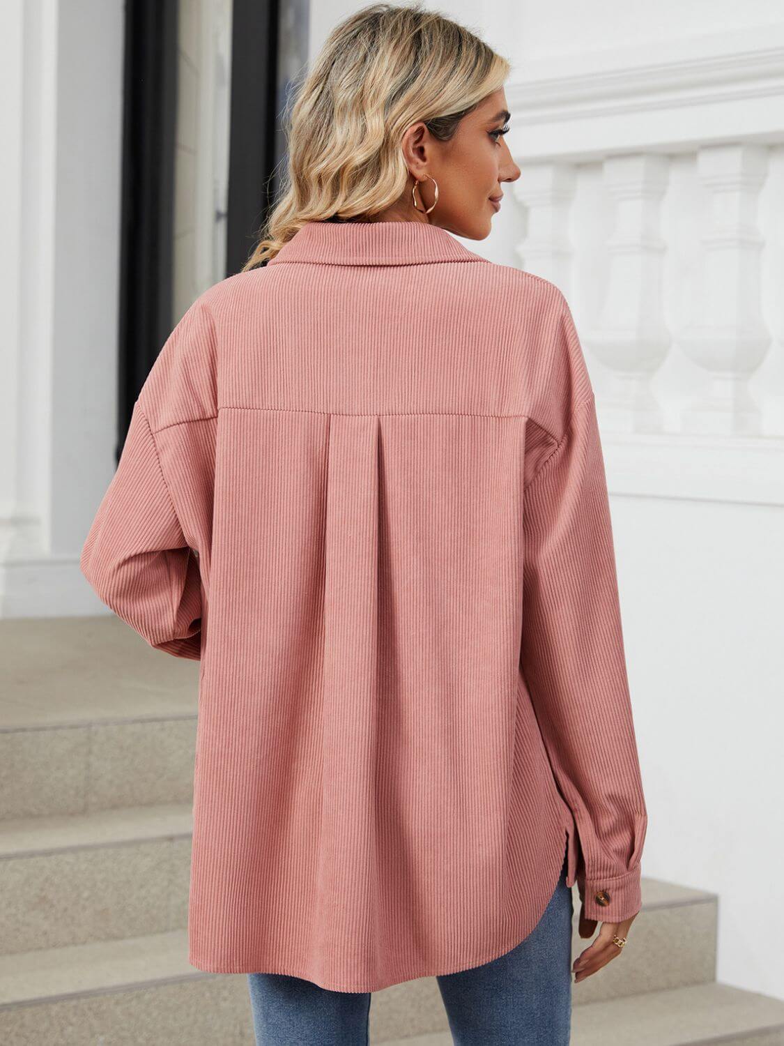 Button-Up Dropped-Shoulder Outerwear