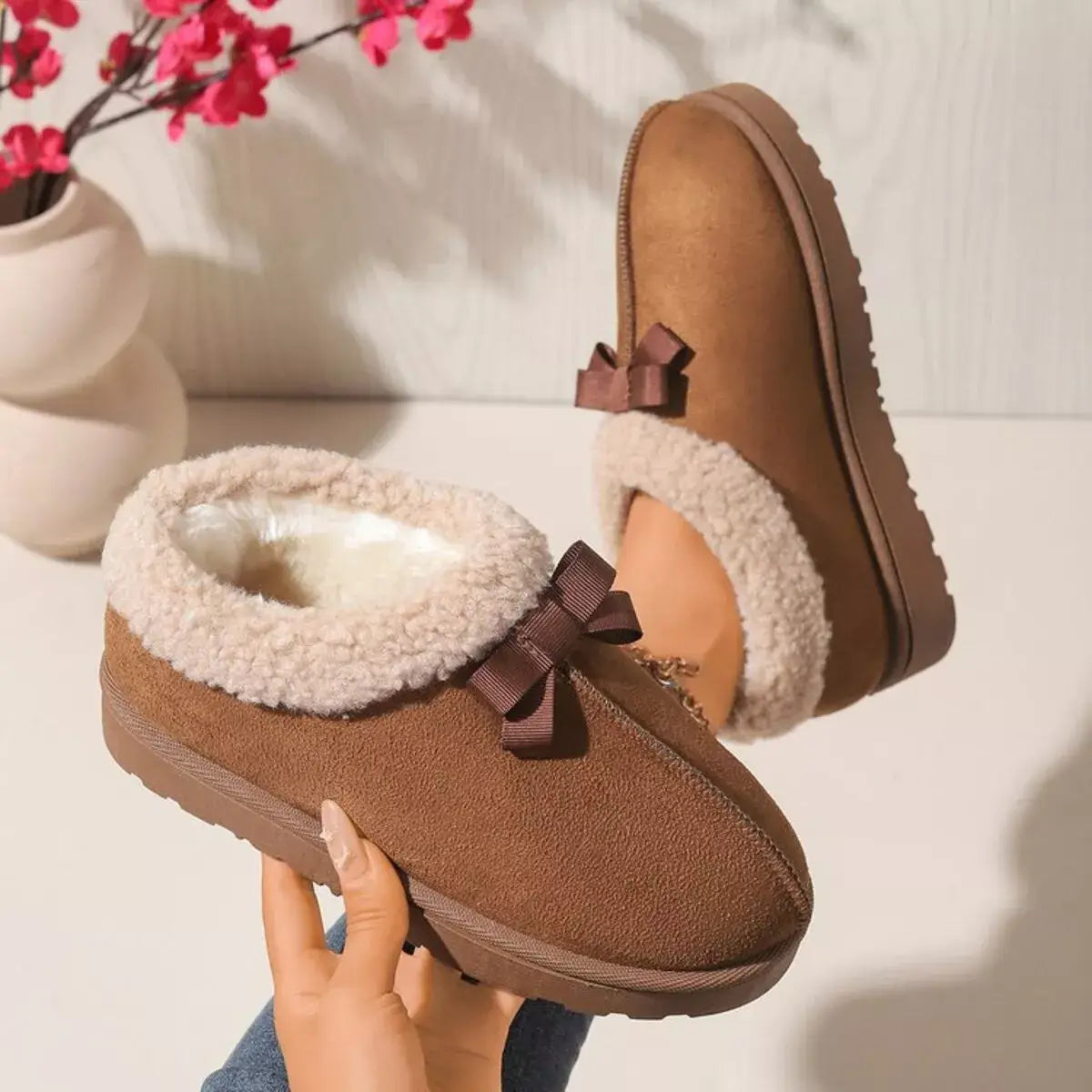 Suede Fluff-Lined Flat Shoes