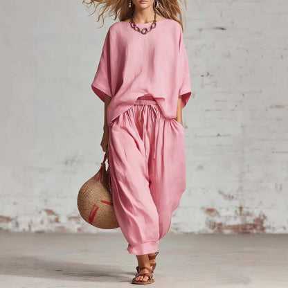 Solid Color Casual Two-Piece Set