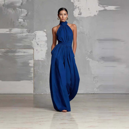 Women's Belted Pleated Jumpsuit