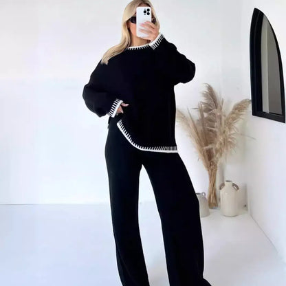 Contrast Trim Knit Two-Piece Set