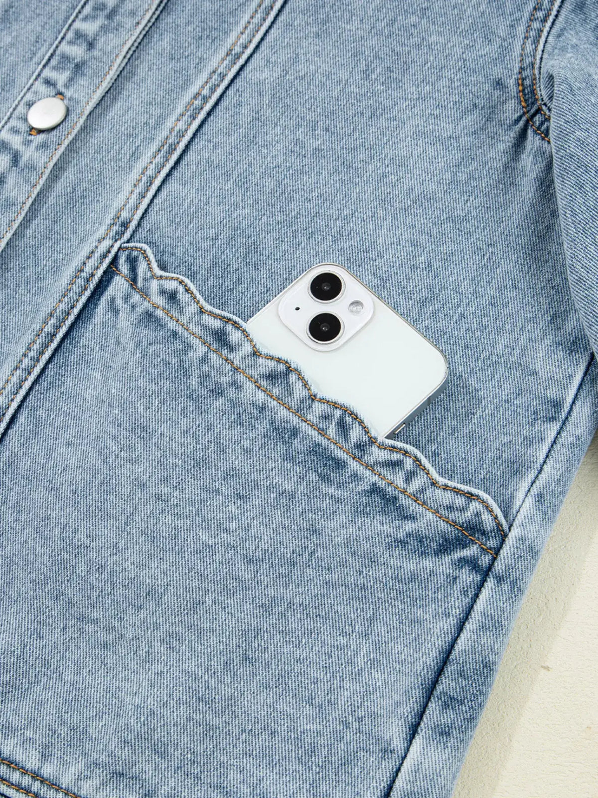 Scallop Trim Pocket Denim Jacket