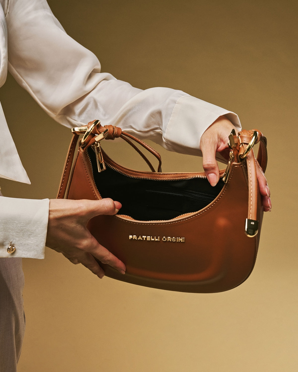 Ornella Italian Leather Crescent Bag