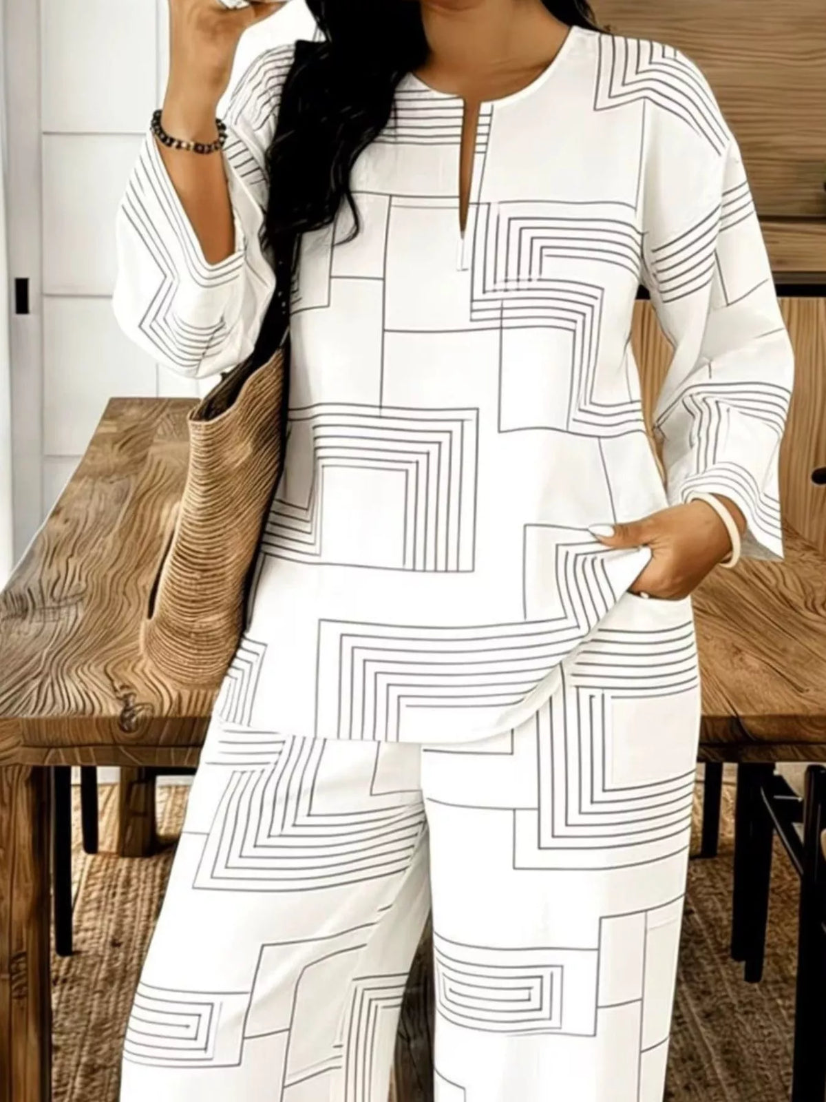 Geometric Print Two-Piece Set